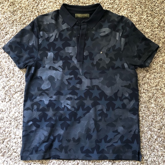 Valentino Other - VALENTINO BLACK CAMO SHORT SLEEVE BUTTON UP POLO SHIRT NEIMAN MARCUS